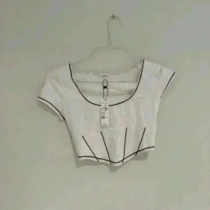 Garage White with Black Stitching Top Size Small New With Tags